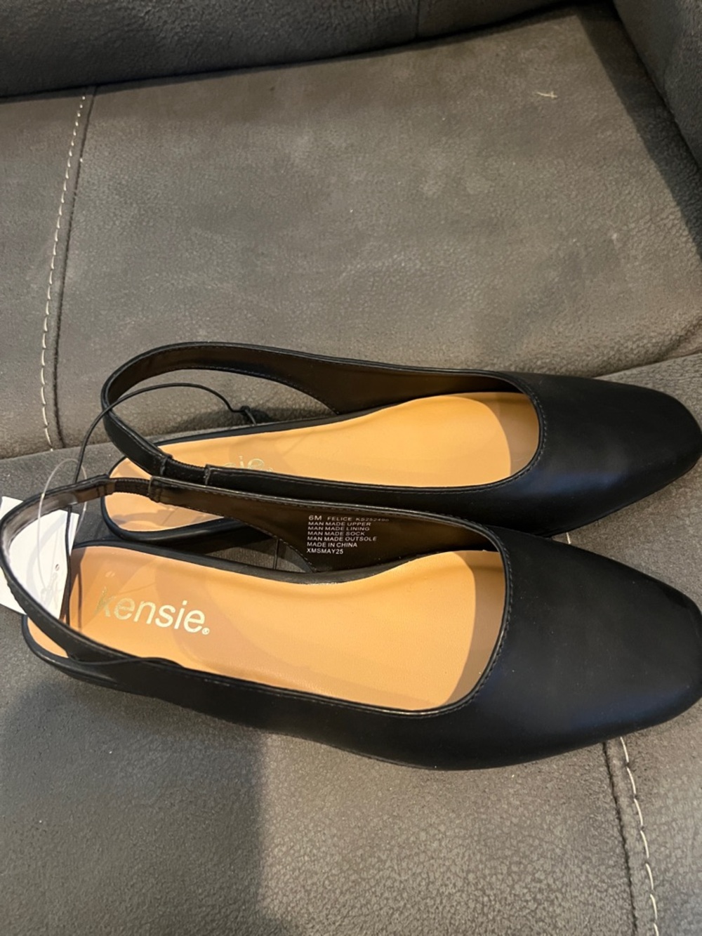 Kensie Black Slingback Flat Loafers